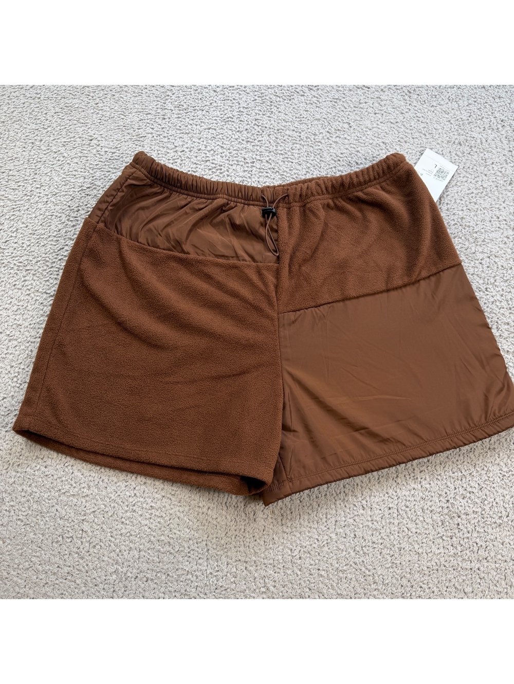 NWT Forever 21 Shorts Womens L Brown Bermuda Knit Lounge Fleece Font Drawstring